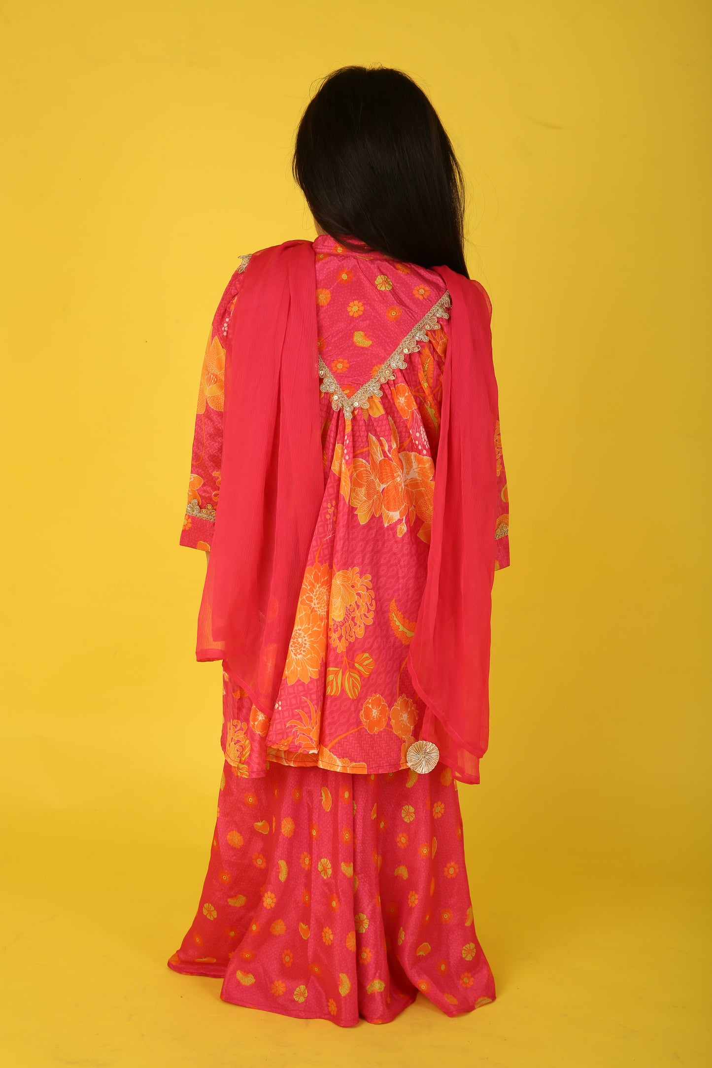 Gulabi Sharara with Shiffon Dupatta for Girls