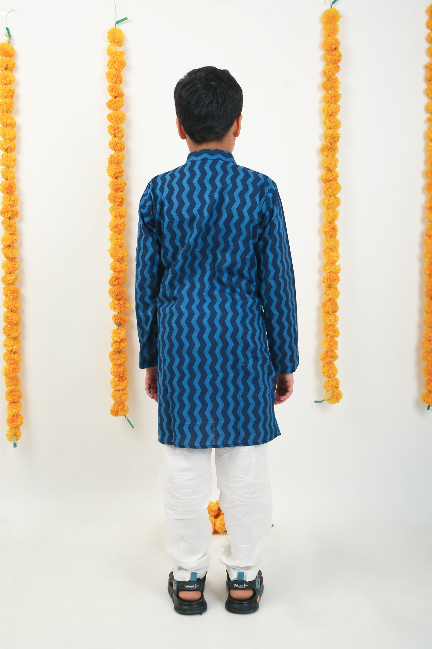 Neel Jaipuri Pure Cotton Kurta with Half Jacket & Trouser - Boys