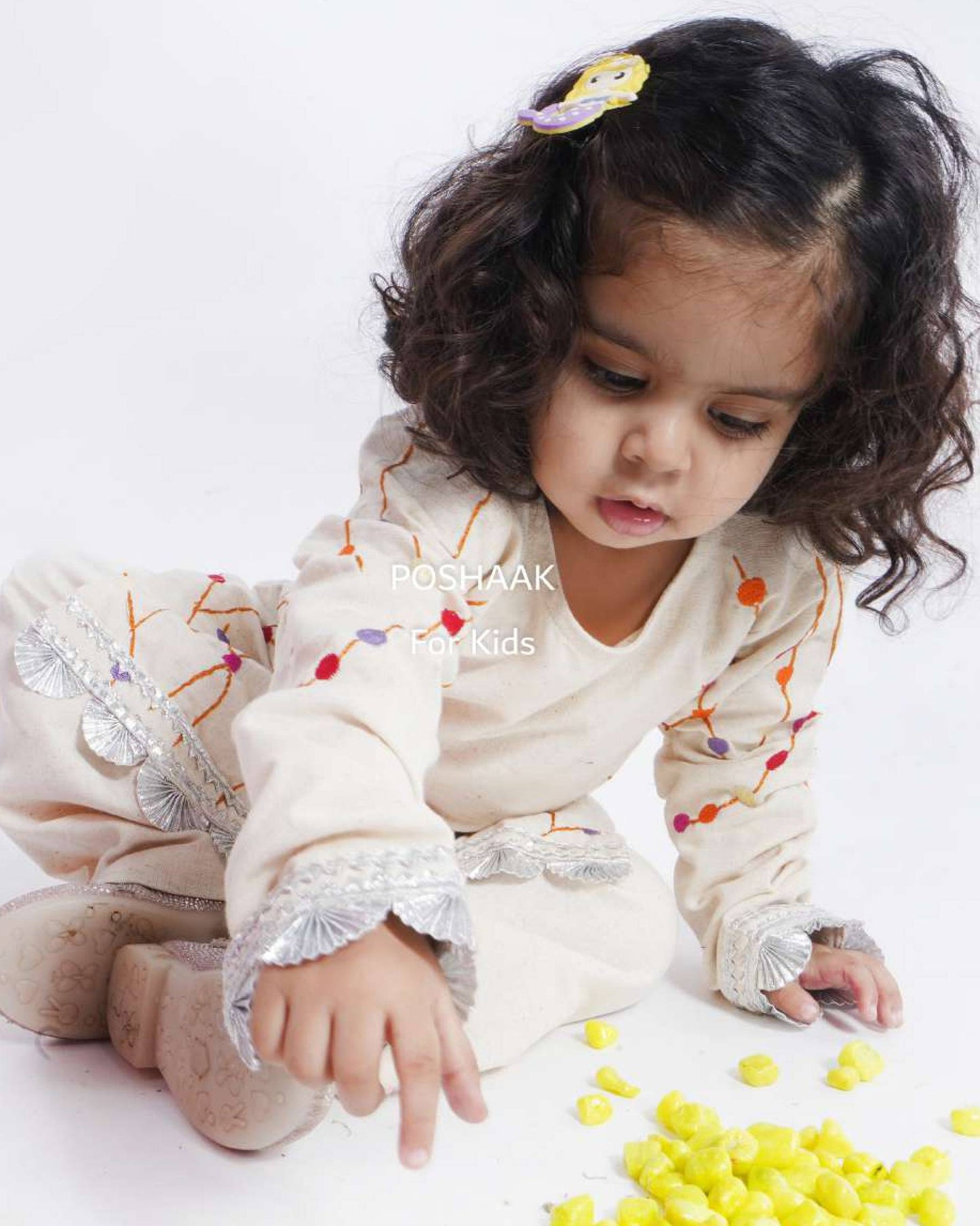 Cotton multi colored embroidered suit