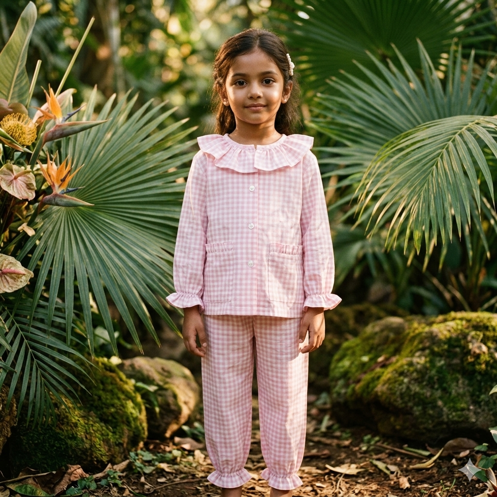 2 Piece Night Suit Set for Girls (Pink)