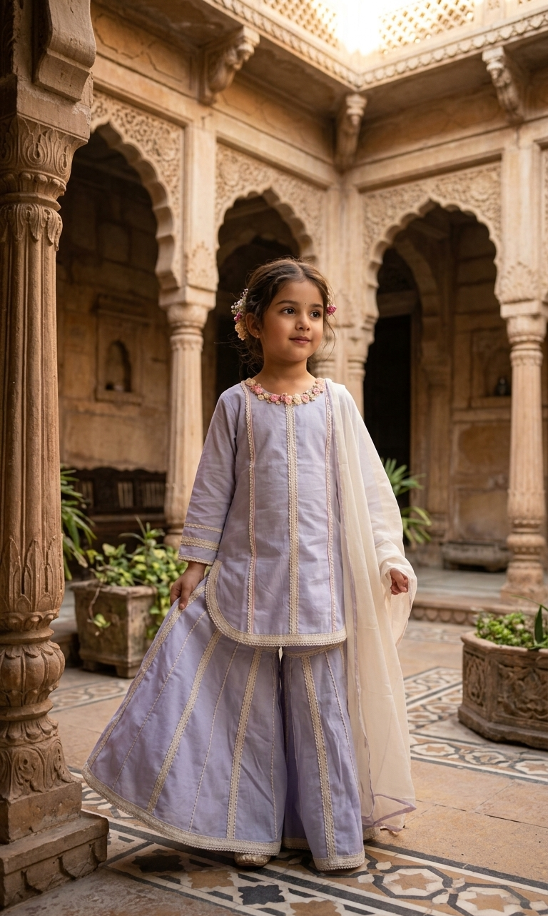 Lavender Cotton Sharara Set