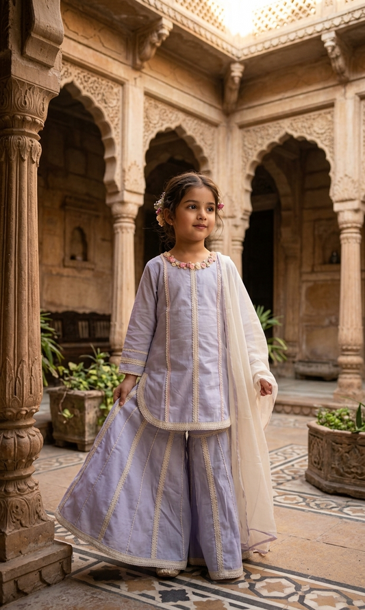 Lavender Cotton Sharara Set