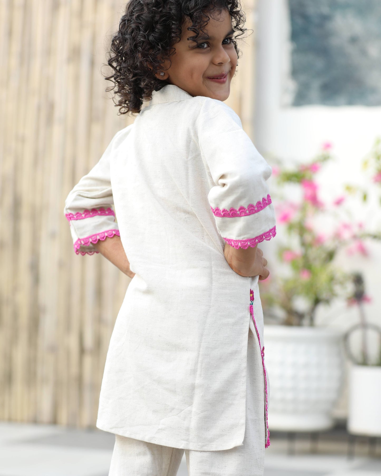Cotton Rayon Floral Embroided Kurta Set