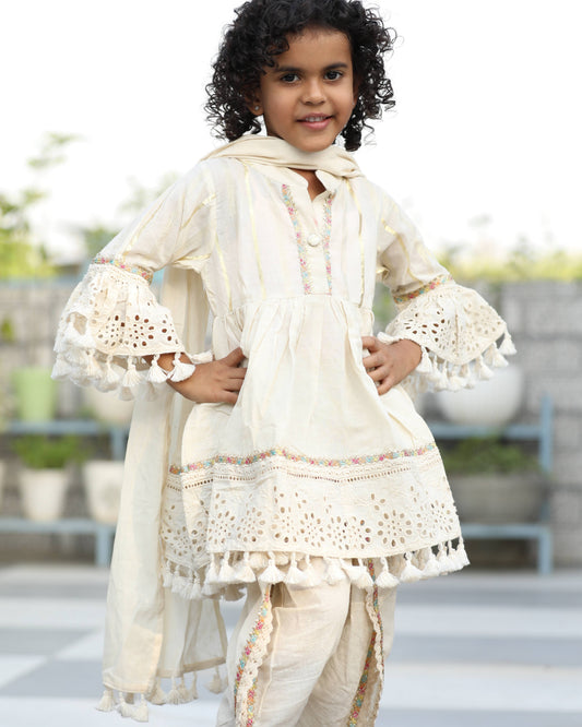 Cotton Frock Dhoti Set for Girls
