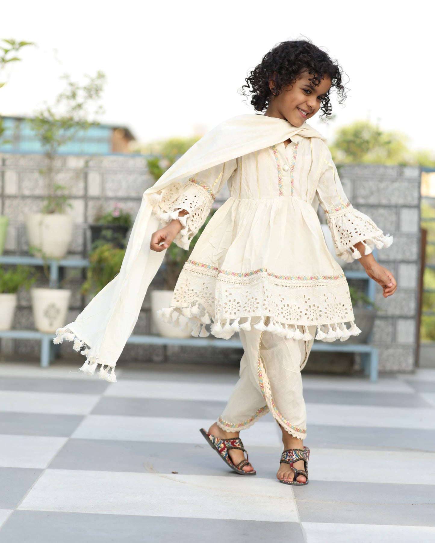 Cotton Frock Dhoti Set