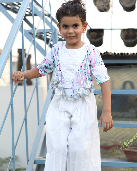 Pink Gota Tassel Cotton Co-Ord Set for Girls