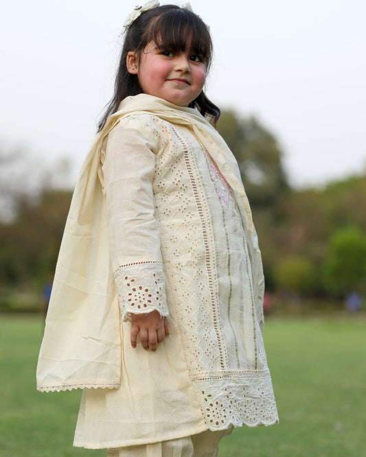Mirror Embroidered Cotton Afghani Suit for Girls