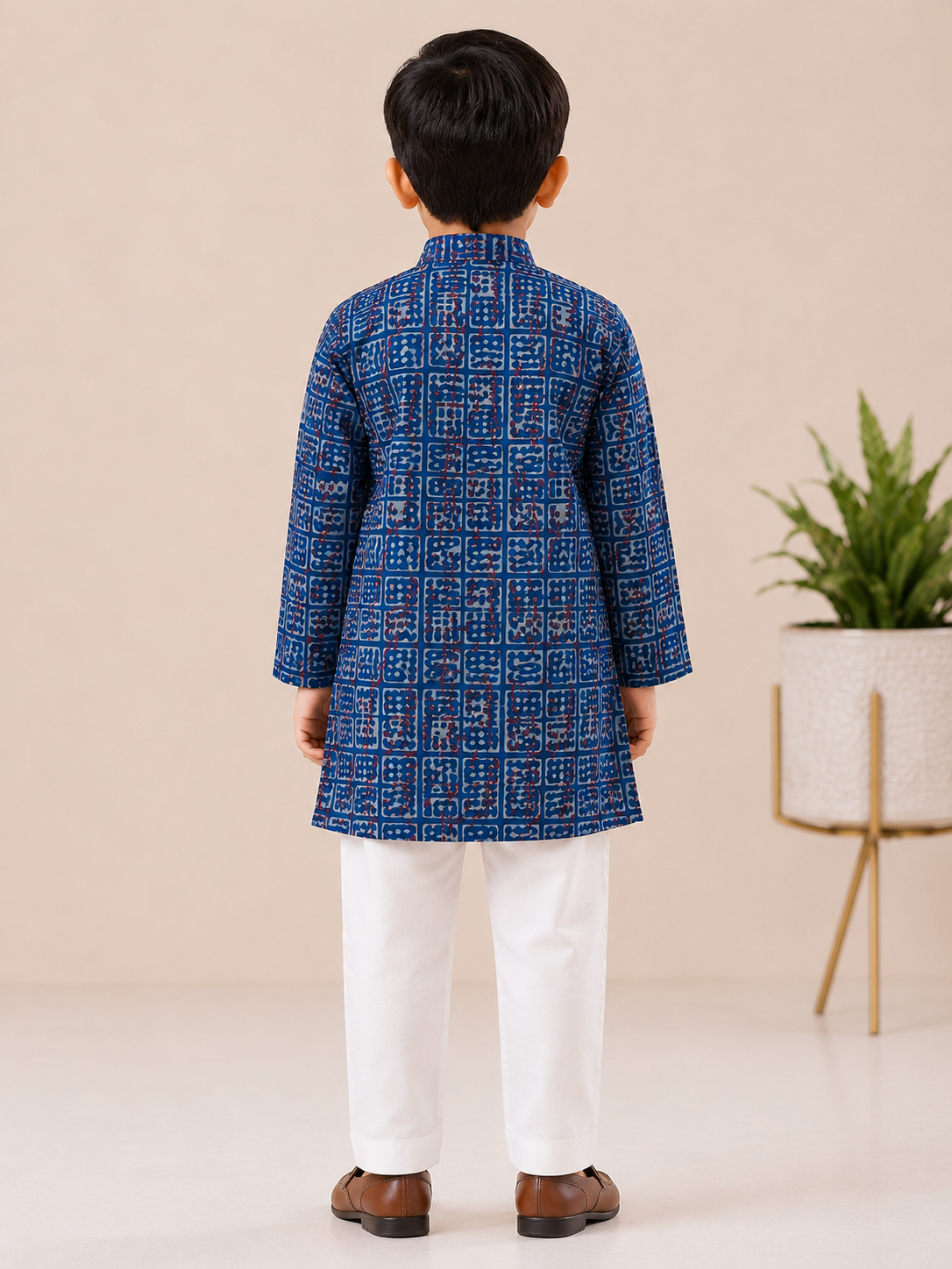 Jaipuri Indigo Print Pure Cotton Kurta & Trouser for Boys