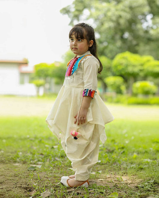 Chaar Kona Cotton Patiala Set for Girls