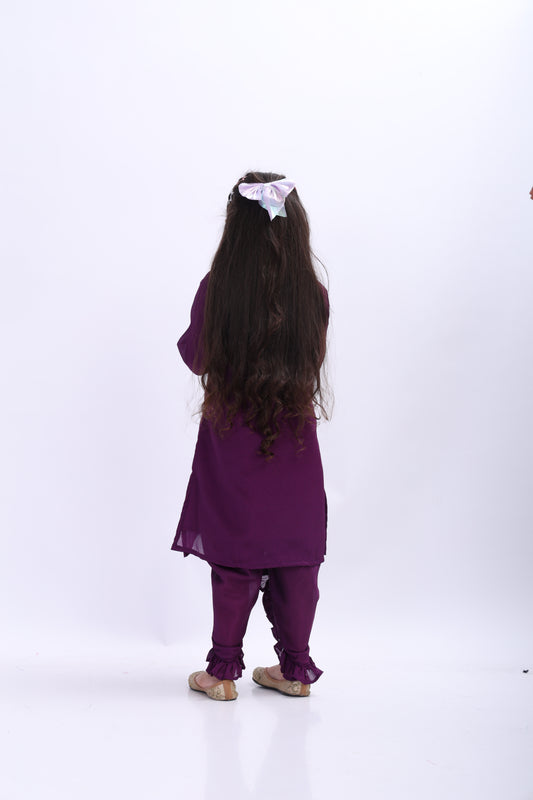 Narangi Punjabi Frilled Dhoti Set for Girls