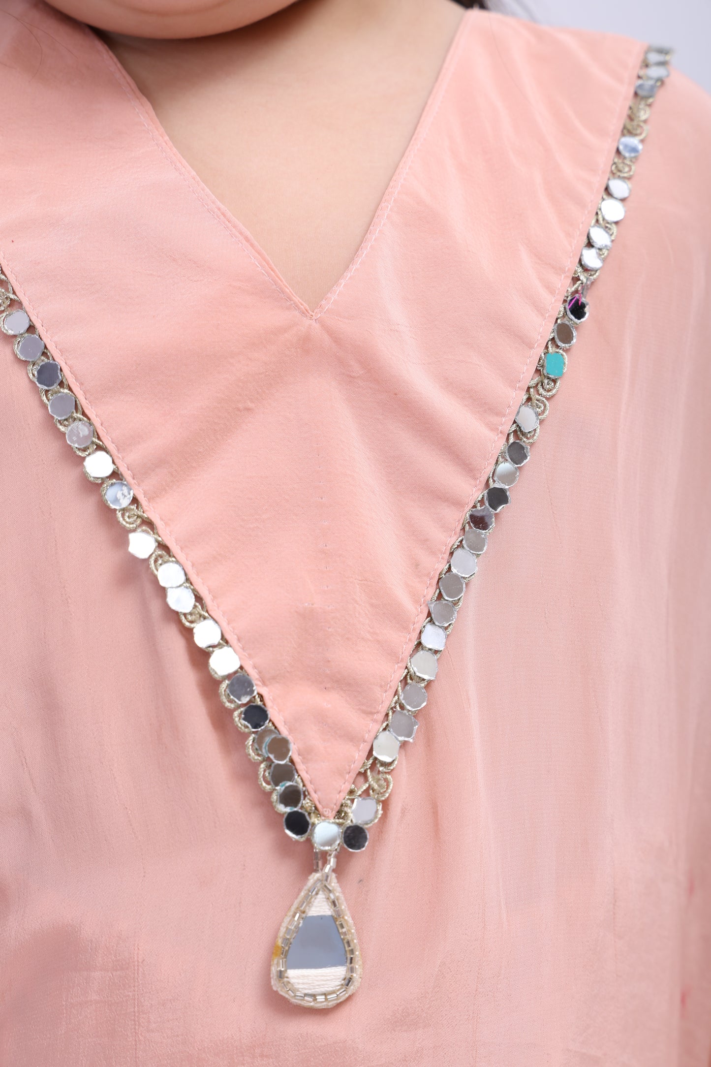 Peach Crape kaftan Patiala Salwar Set (with Seperate inner)