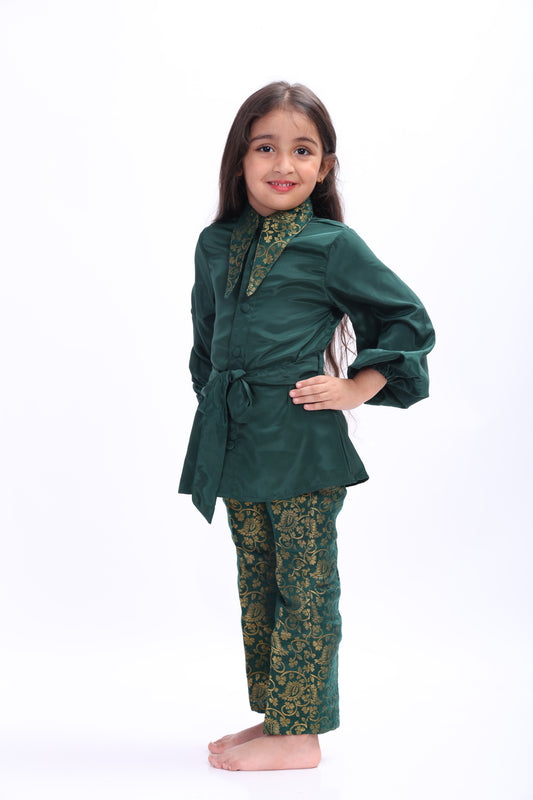 Kahi Crepe & Banarasi Co-Ord Set for Girls