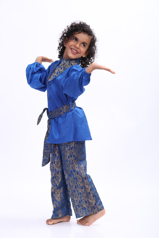 Neelam Crepe & Banarasi Co-Ord Set for Girls