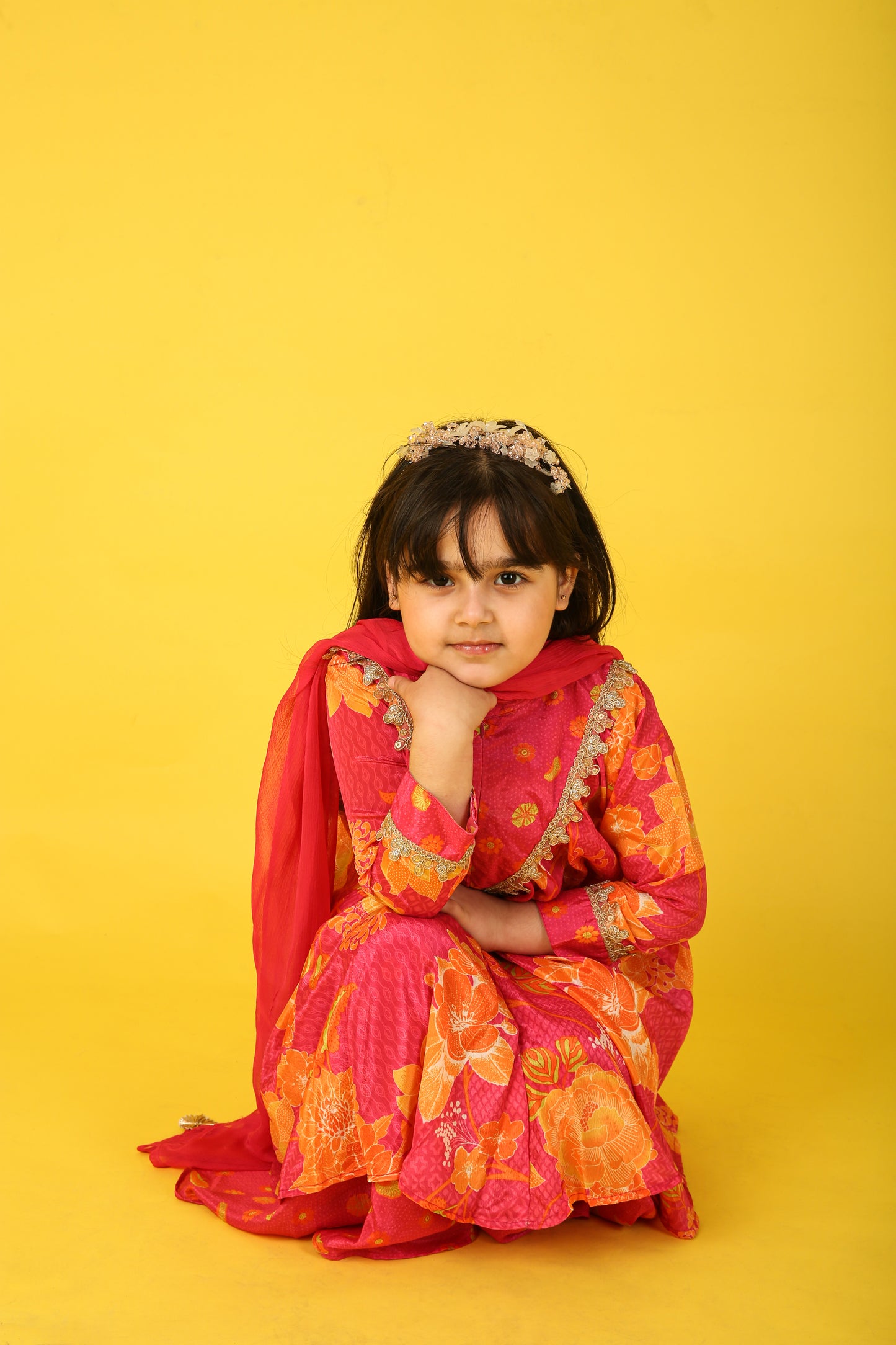 Gulabi Sharara with Shiffon Dupatta for Girls