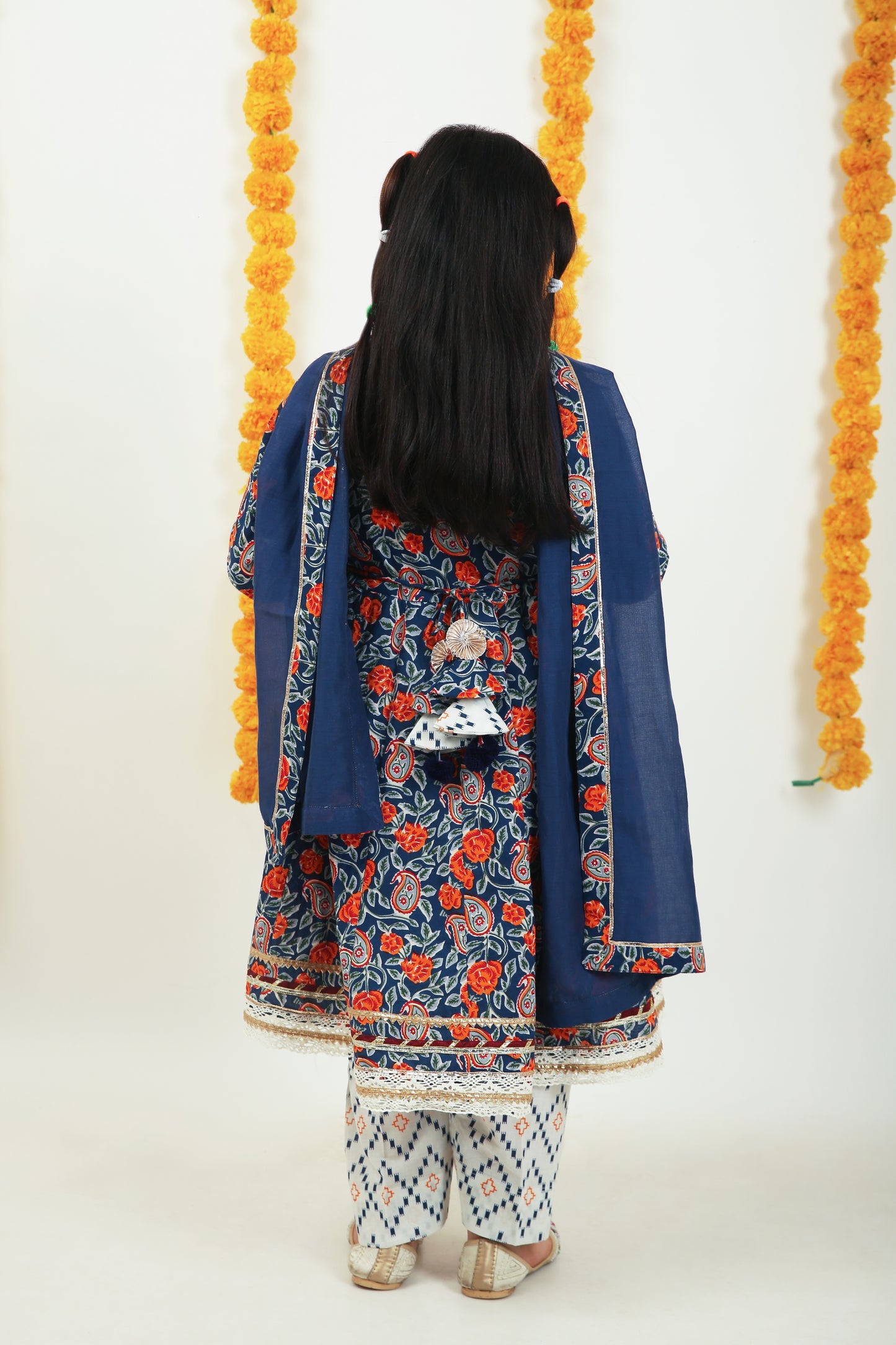 Genda Phool Cotton Frock with Trouser - Girls