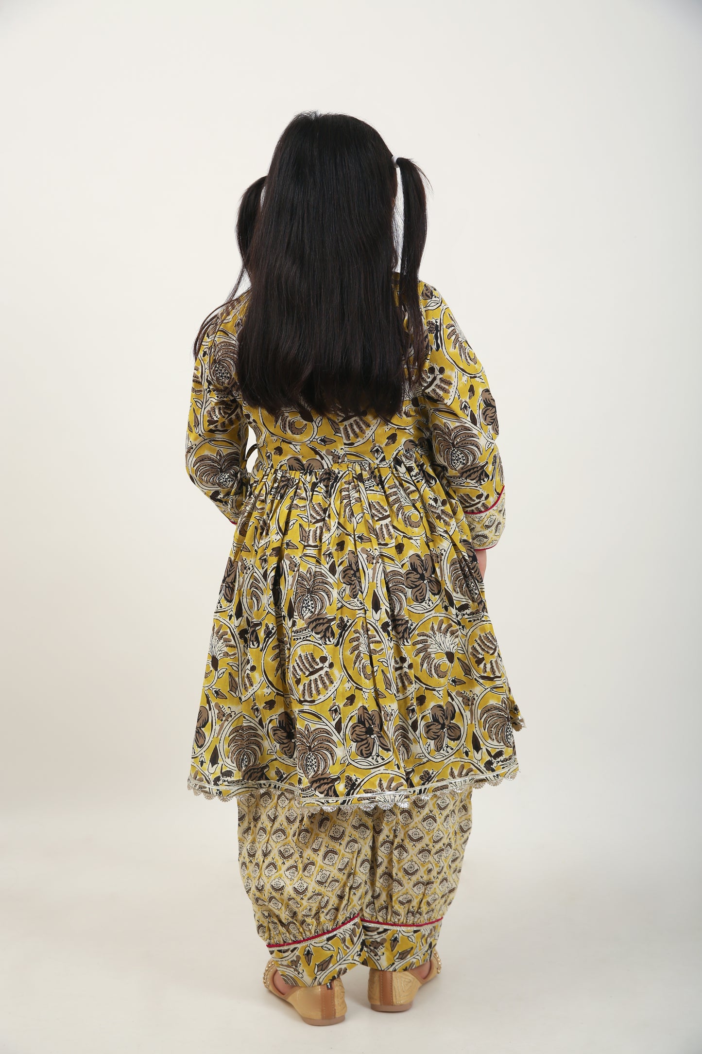 Jaipuri Sarron Pure Cotton Party Frock with Afghani Shalwar - Girls