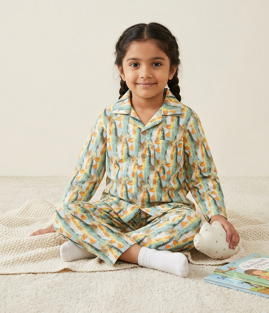 2 Piece Printed Night Suit Set for Girls