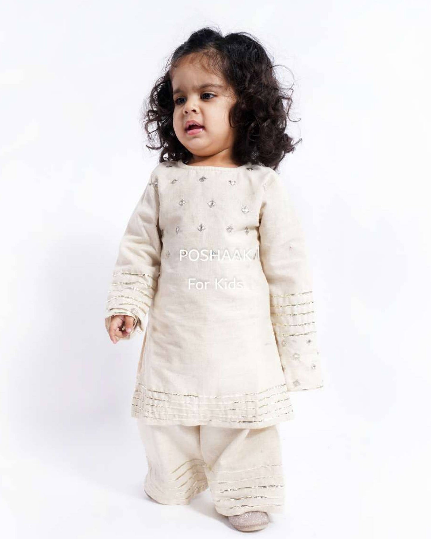 Off white Mirrored Cotton Kurta and Plazo