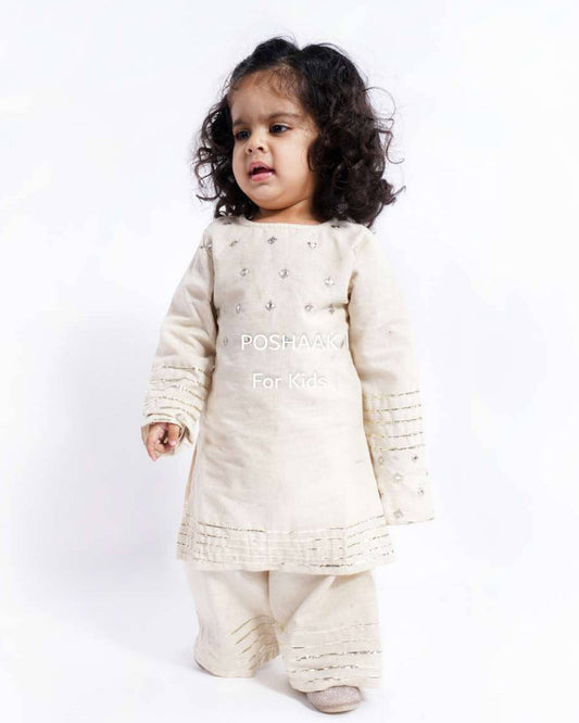 Off white Mirrored Cotton Kurta and Plazo