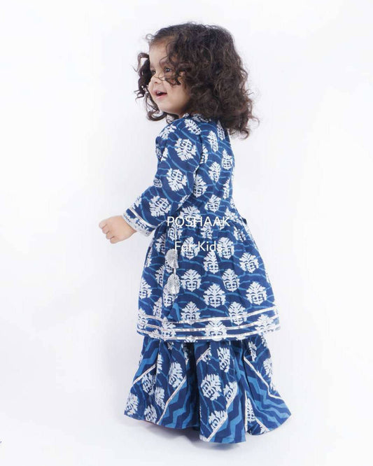 Indigo Cotton Sharara Set for Girls