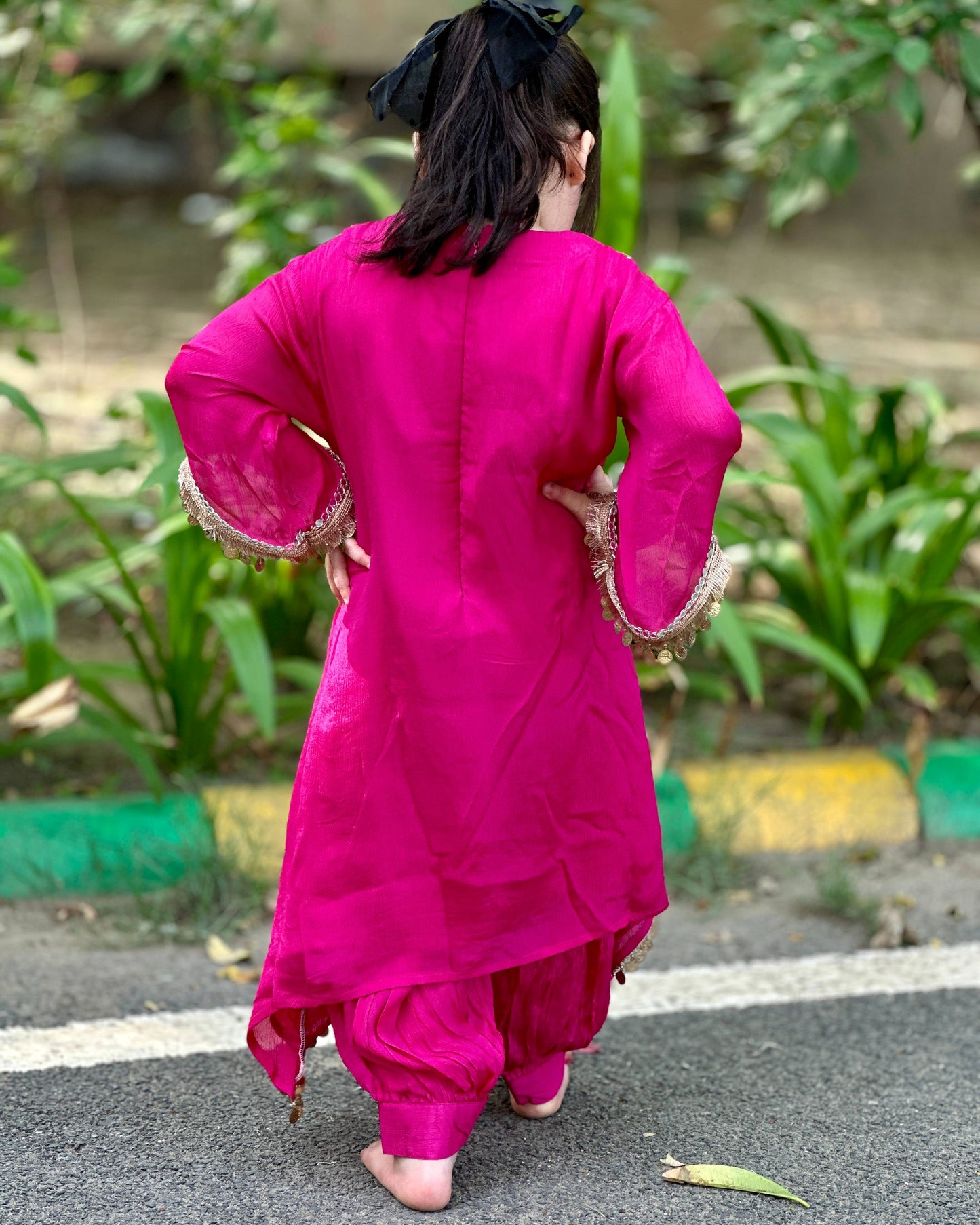 Shifon Heavy Laces Majenta Pink Co-Ord Set with Lining