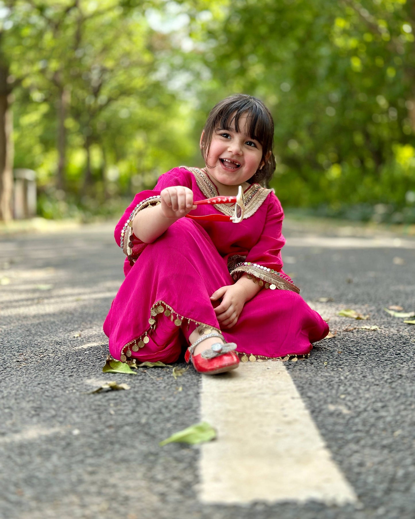 Shifon Heavy Laces Majenta Pink Co-Ord Set with Lining