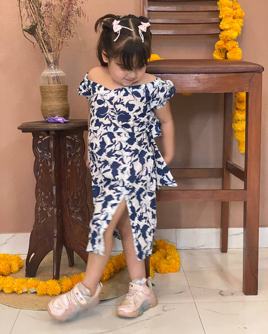 Cotton One Piece Dress with Big Back Bow & Lining for Girls