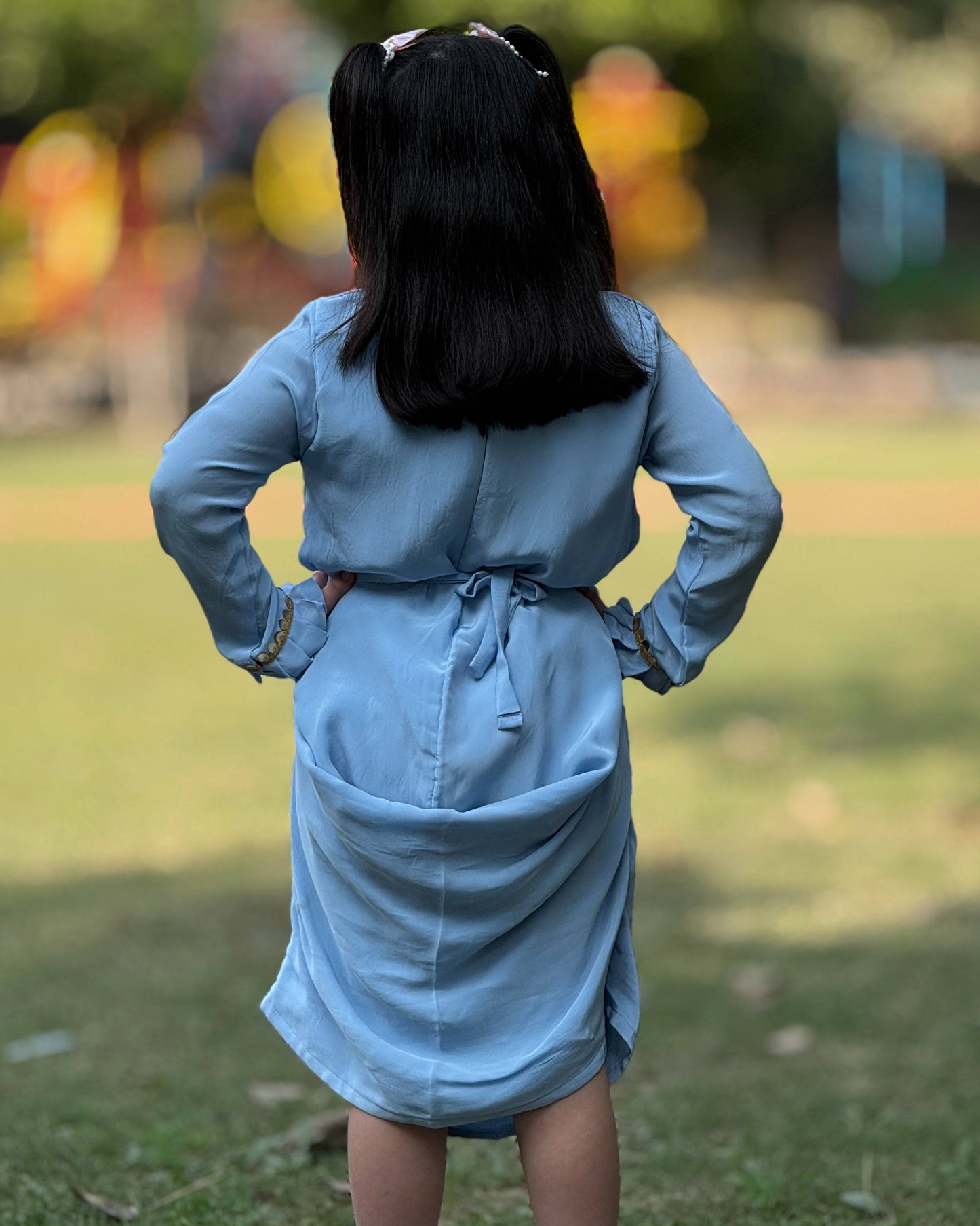 Crepe Blue - One Piece Dress Party Wear