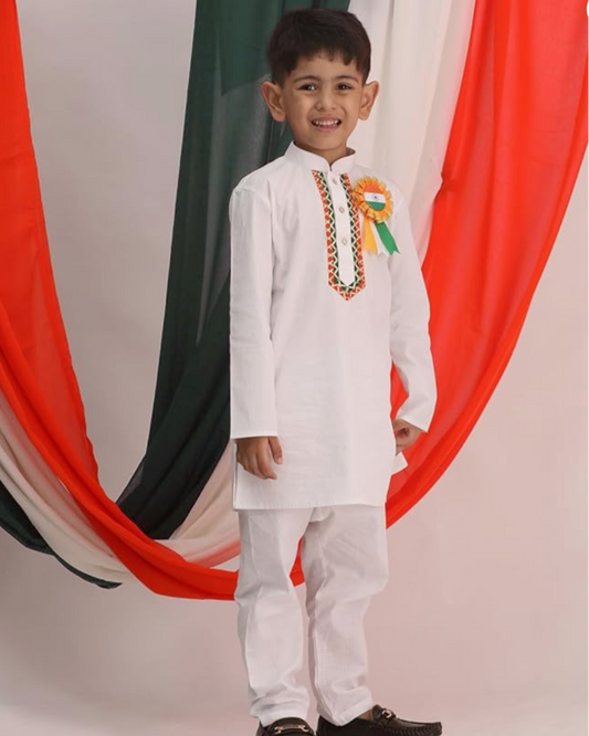 Tiranga Collar Kurta Pajama for Boys
