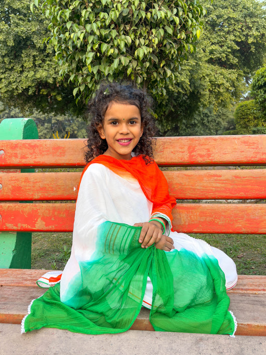 Azaad Anarkali Suit with Tiranga Dupatta for Girls